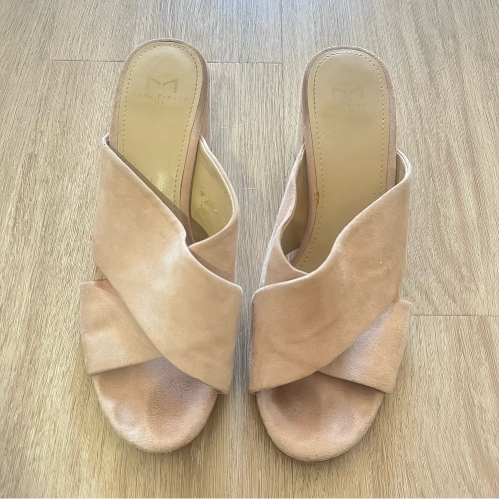 Marc Fisher Rinna Crisscross Slides In Blush Sued… - image 5